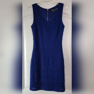 GUESS BRIGHT BLUE LINED KNIT SLEEVELESS DRESS SIZE 10